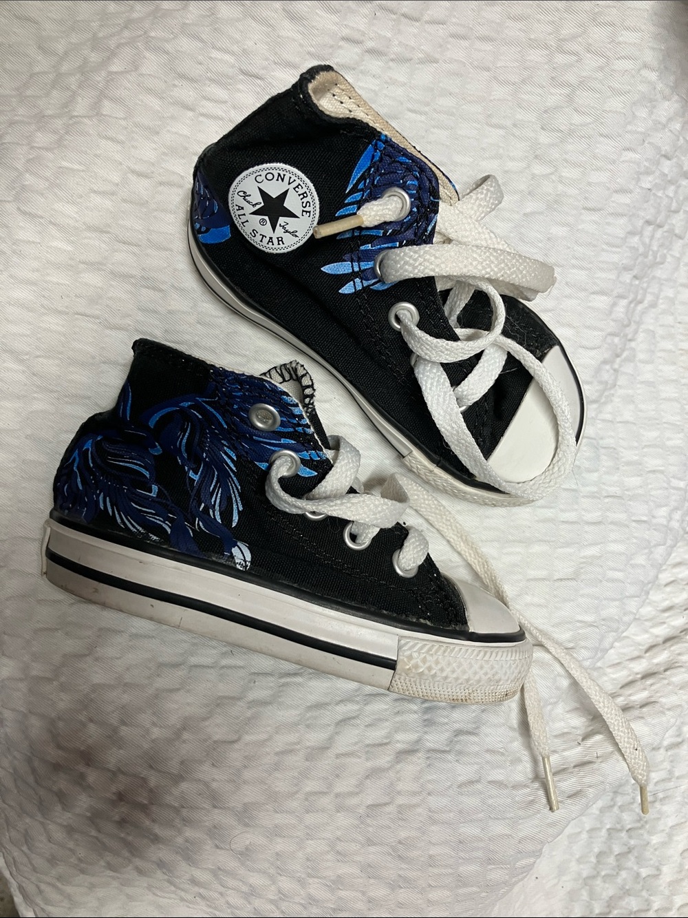 Converse Kids Black High-Top Sneakers with Blue Graphic